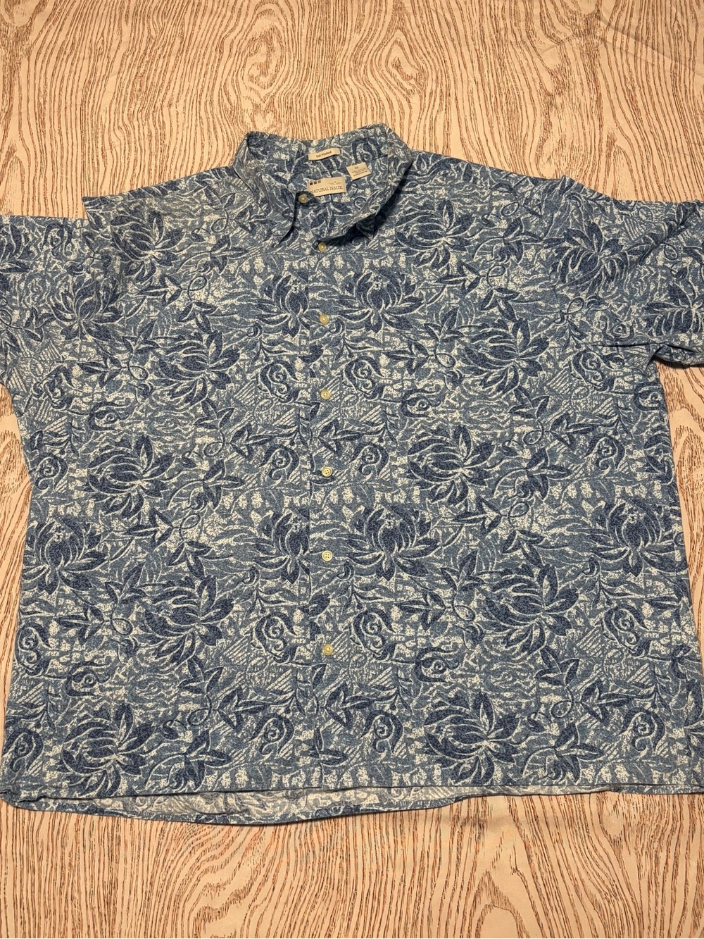 Men's Blue Floral Button-Up Shirt